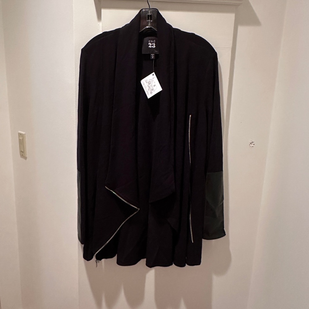 Stylish Black Women's Jacket with leather cuff